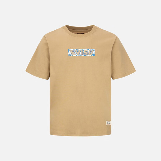 EVISU tie-dye effect large M printed round neck men's t-shirt men 2ESHTM3TS701XXCT khaki XL