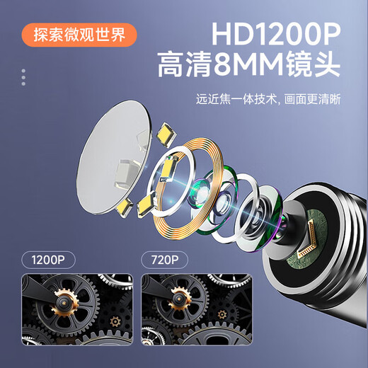 Car security endoscope, special high-definition camera for car sewer pipe repair, industrial waterproof probe, visual mobile phone detection