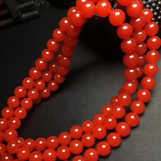 
Jiangjiyueliangshan cherry red 108 southern red agate bracelet with multiple circles full of flesh and color single circle Buddhist bead bracelet SN6995 Collection grade 108 8mm