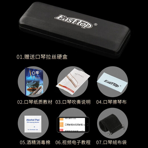 Easttop东方鼎德国进口音簧专业演奏口琴28孔复音重音口琴高级初学成人 28孔 G调 复音口琴-颜色留言