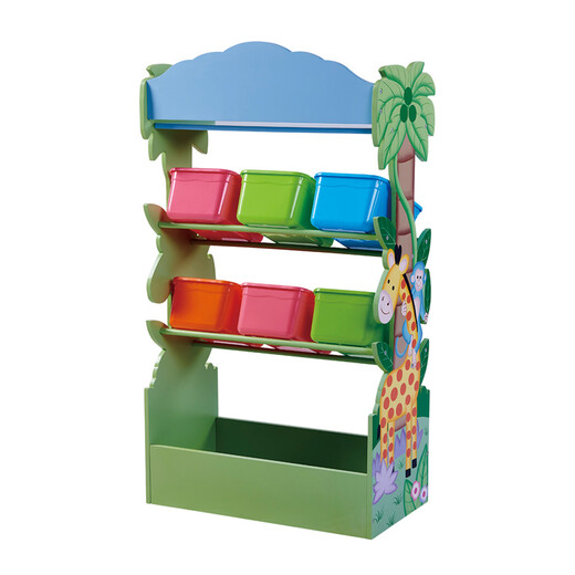 
FANTASY FIELDS BY TEAMSN Wooden furniture book shelf Picture book shelf Toy shelf Retractable bed sorting cabinet Storage furniture jungle series Three-layer storage rack TD-12799A