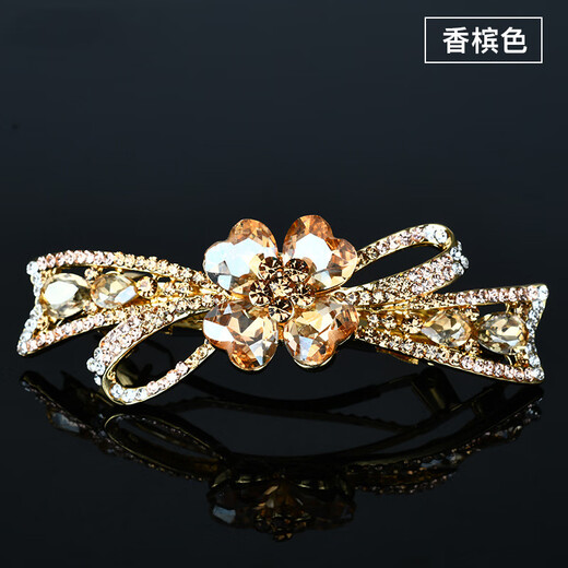 Case makeup Chinese Valentine's Day bow hairpin hairpin for women Korean back of head one-word clip rhinestone Korean spring clip top clip hairpin violet (gift box)