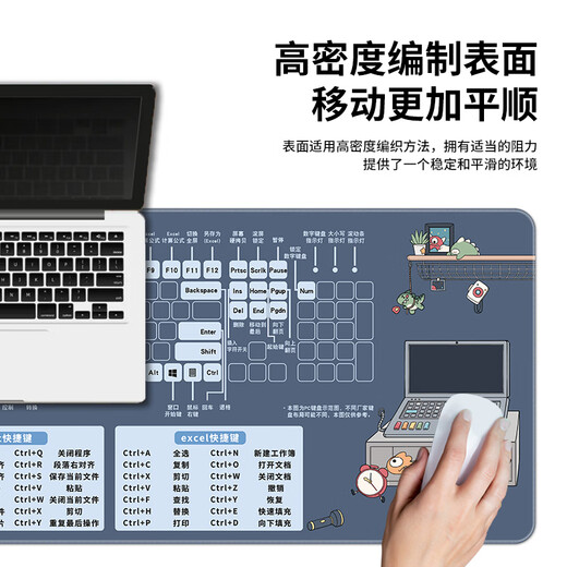 Three-color cat mouse pad shortcut keys for extra large office desk pad for men and women excel cute cartoon notes 6629CAD shortcut keys 60 cm x 30 cm x 2 mm