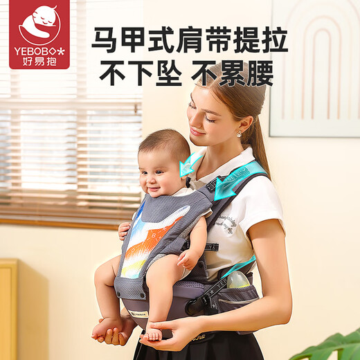 Haoyi bébé tabouret de taille ceinture nouveau-née bébé étreigne horizontalement 0 à 3 mois étreint un petit mois de petit mois pour transporter bébé pour porter le bébé celtique gris: amélioré cinq en un, peut s'asseoir ou mentir du tour de taille universel (recommandé 70-122 cm)