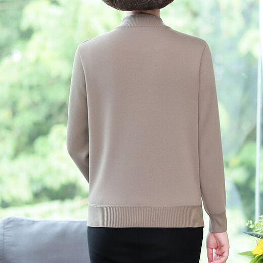 Wanhe middle-aged mother winter clothing velvet bottoming sweater for middle-aged and elderly women thickened warm half turtleneck sweater long-sleeved