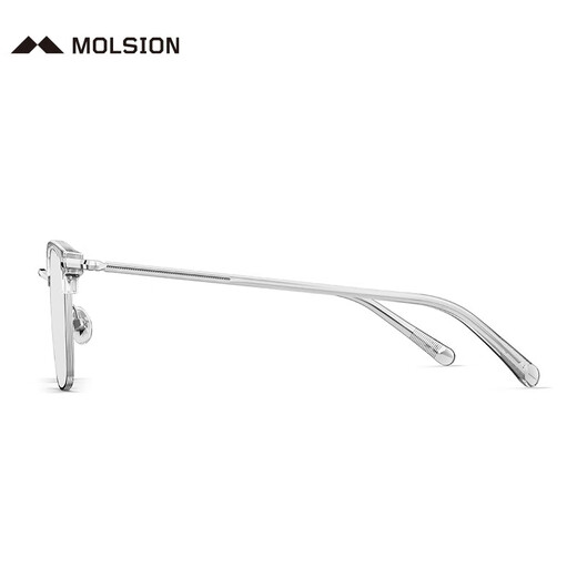 MOLSION陌森眉架眼镜架肖战同款男女眼镜框可配度数防蓝光眼镜MJ6180 B90银色|透明 框+PROSUN防蓝光1.67片(800度内)