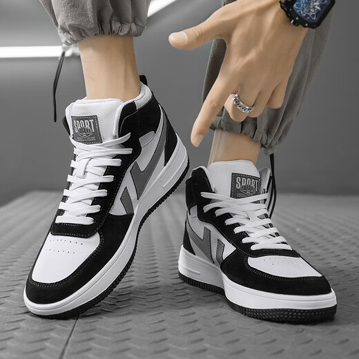 
New foot size Putian men's shoes large size student 46 summer high-top wear-resistant men's shoes waterproof 38 size 47 versatile breathable small shoes trend 9902-1 white and blue (cotton shoes) 46