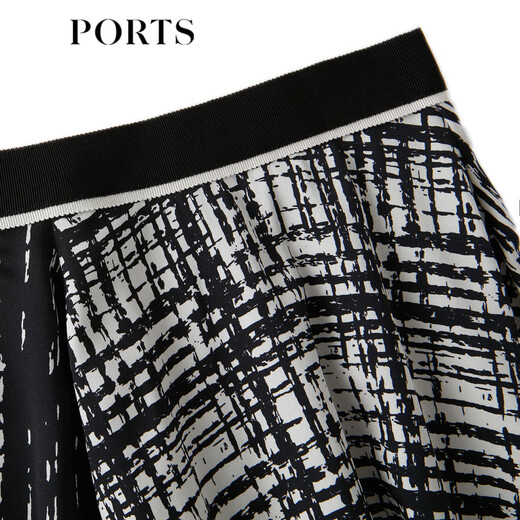 PORTS spring and summer new skirt pleated skirt LM8S028MPT031 black print M (6)