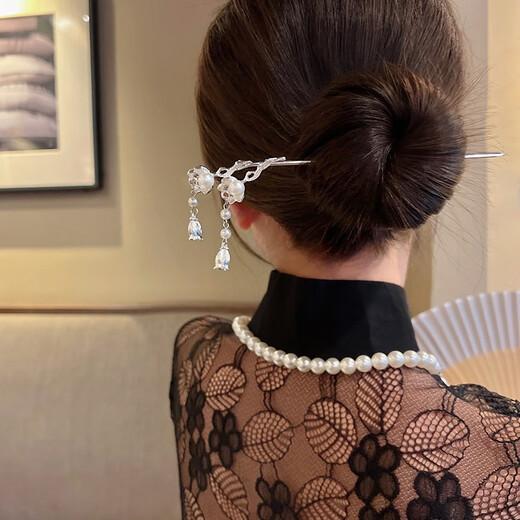Su Shiliu, ancient style flower tassel hairpin, feminine and high-end Hanfu hairpin, Chinese style hairpin, birthday gift for girlfriend, lily of the valley flower tassel hairpin