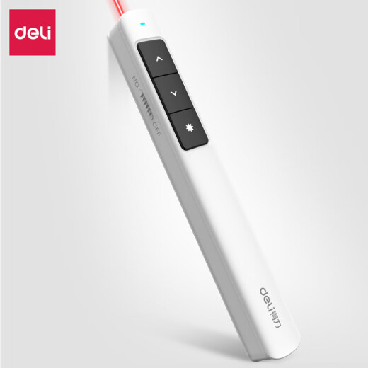 Deli red light 30m laser projector pen PPT courseware page turning pen wireless presenter white 2808