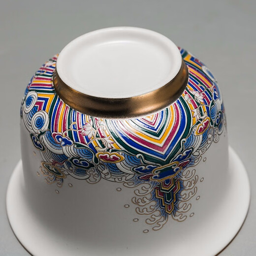 Rongshantang enamel colored bubble tea cup, ceramic master cup, single cup tea cup, fair cup, covered bowl, tea washing pot, teapot, kung fu tea set, gold wire enamel covered bowl