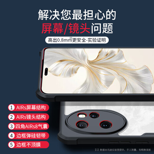 Xundi Applicable to Honor 100 Mobile Case 100 Pro Airbag Anti-fall Protector Lens Fully-included Ultra-thin Silicone Transparent Magnetic Stent Case Honor 100 [Cool Black Laser Pattern] Anti-fall Certification