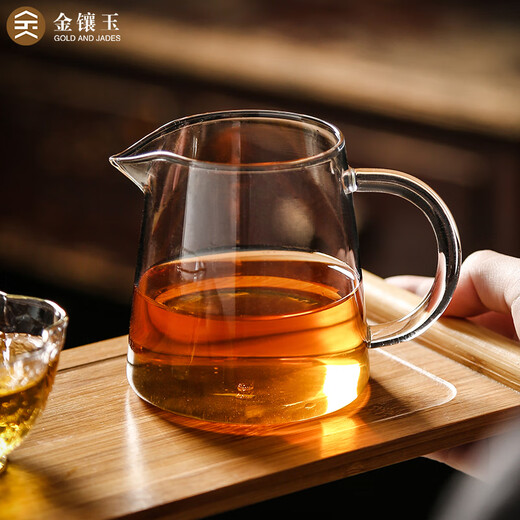 Gold inlaid jade tea set accessories clean male cup glass fair cup tea sea tea divider kungfu tea set spare parts