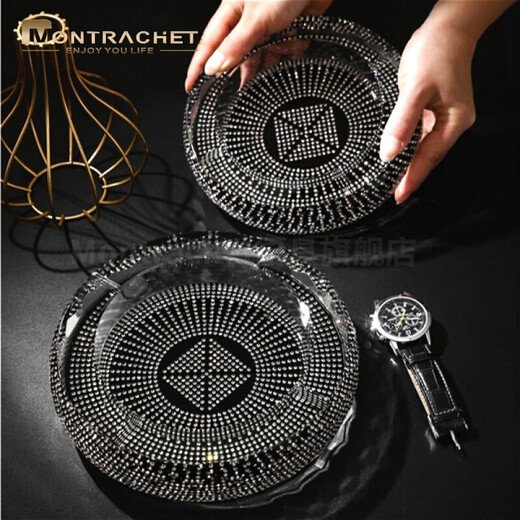 Montrachet diamond-encrusted crystal glass ashtray creative personality trend fashion home living room office European large 18 cm starry ashtray