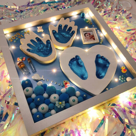 Dingji birthday gift baby gift 3D three-dimensional baby hand and foot print mud photo frame diy baby hand and foot print mud newborn 100-day gift creative photo album gift princess powder [hands and feet style]