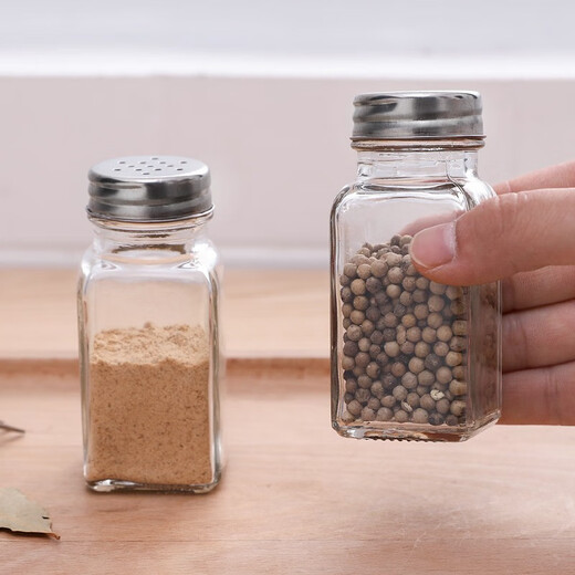 Mingpan glass transparent pepper seasoning bottle pepper and salt bottle seasoning jar barbecue seasoning box kitchen supplies household seasoning salt jar transparent 2 pack