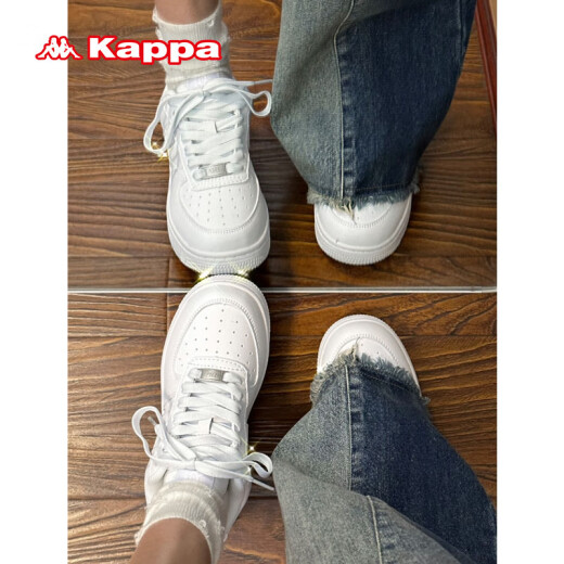 KAPPA Kappa women's shoes thick sole plate shoes women's 2024 spring new sports and leisure shoes couples versatile small white shoes Lu Yubai 37