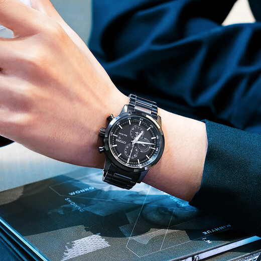 CITIZEN watch men's Japanese and Korean watch Black Samurai light kinetic energy black plate steel belt business Christmas gift CA0615-59E