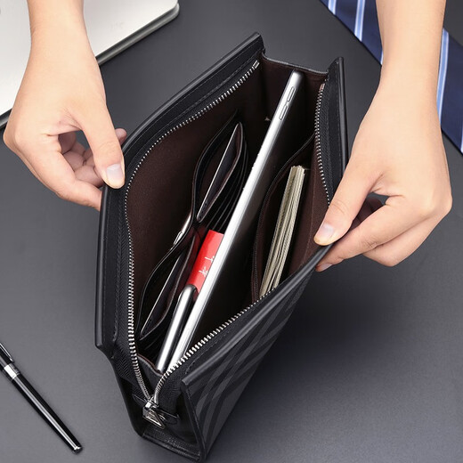 CalaceKonla Handtasche Männer lässig Männer Clutch Bag große Kapazität Handtasche Herrengeschäft Handtasche Großgröße Trendy CK127 Schwarz