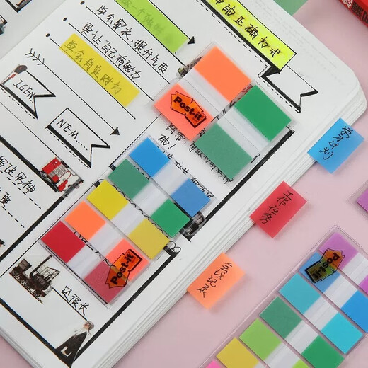 
3M index sticker extraction label color bookmark fluorescent label sticker notebook instructions page number folder translucent strip waterproof color sticker student key classification Pepsi sticker [683-6CF+9CF] combination package-210 pictures