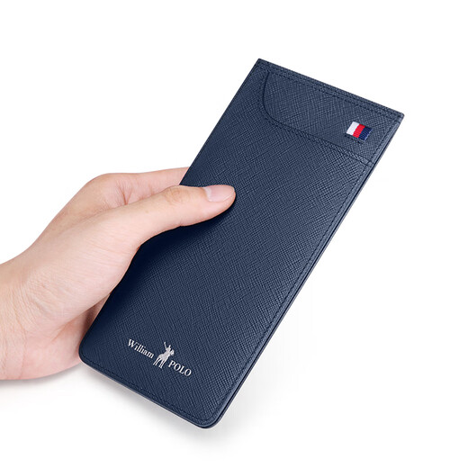 Williampolo Emperor Paul Card Bag Bag Multi -Card Multi -Card Genuine Cuero Long Ultra -Dino Bag Bank Bank Card Card Clip A Azul - Sin ranura Big Bank - Slot de 18 tarjetas