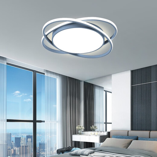 XMSJ bedroom lamp ed ceiling lamp simple modern Nordic style super bright room lamp Wuji dimming Zhongshan lamp 0W 0 internal suitable 0lm black 693 diameter 42cm three-color light