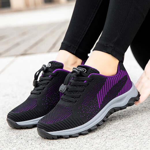 Foot Lijian Master ältere Schuhe Damen Frühling und Herbst rutschfeste weiche Sohle Mamas Schuhe leichte lässige mittlere und ältere Schuhe Herren Wanderschuhe 2901 Hellgrau (weiblich) 38