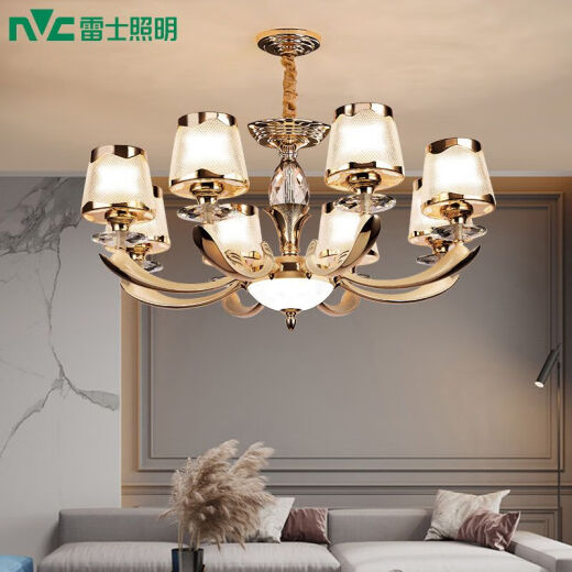 NVC chandelier, light luxury European style chandelier, American chandelier, porcelain white paint, living room lamp, restaurant lamp, lighting fixtures, 8-head self-purchased light source, suitable for 15-35