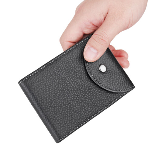 FXS Driver's License Leather Case Genuine Pickup Bag Men's Wallet Document Bag Antimagnetic Driver's License Passport Two-in-One Multi-Card Slot Card Holder Black