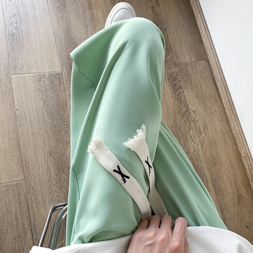 Jin Jin [Jin est égal à 0,5 kg] de la soie de glace à lames à patte droite décontractée pour hommes en été, pantalon à séchage rapide à jambes lâches minces de soie glaciaire, Black Black 5XL Recommandé 190-210 Jin [Jin est égal à 0,5 kg]