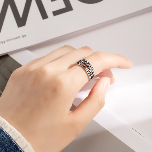 Tsful transfer ring women's money-making 925 silver ring women's index finger ring tail ring best friend's birthday gift for women practical free engraving 925 silver grain harvest ring