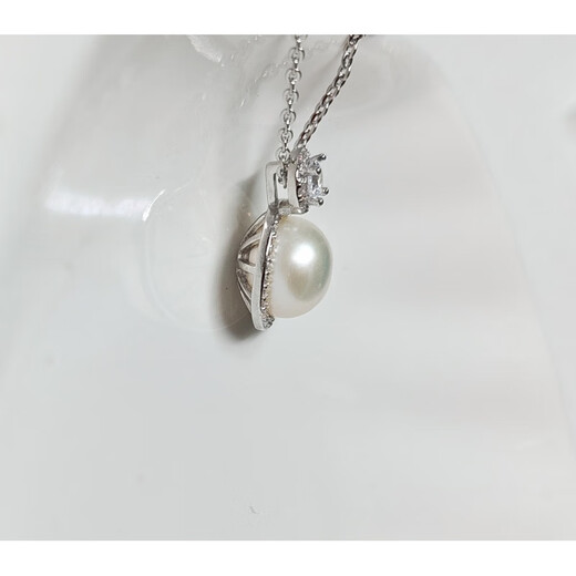 Edison Pearl Pendant Silver Princess Style Natural Fresh Water 10-11mm, Silver Perfect Round Highlight Slight Blemishes, White Transparent 1