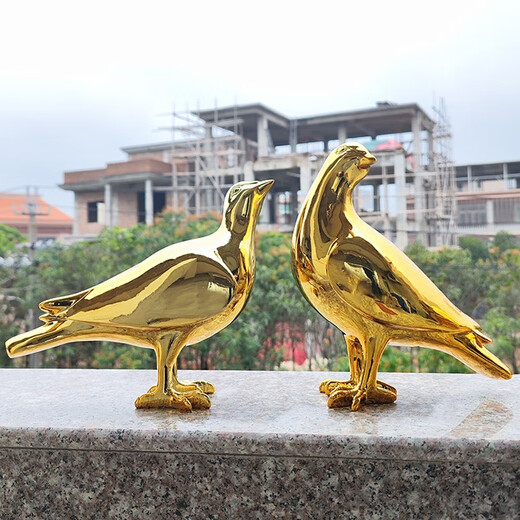 Juyanghui simulated pigeon ornaments animal sculptures imitation stainless steel copper bird swallows outdoor courtyard garden interior decorations a pair of electroplated silver