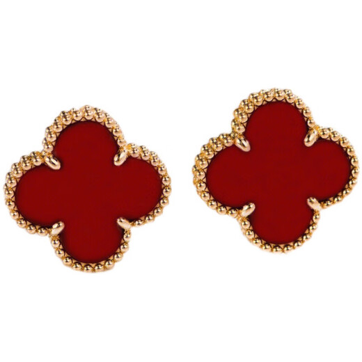 Fat Donglai's same style four-leaf clover earrings 18k gold out of the cabinet silver gold-plated lucky earrings earrings for women outlets 96 four-leaf clover earrings (white mother-of-pearl)