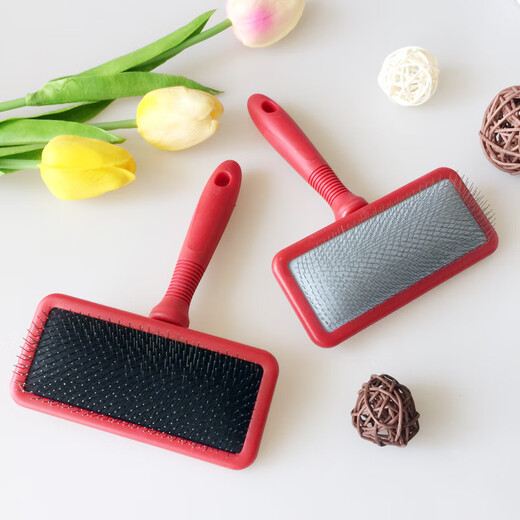 DELIGHT (DELIGHT) Maleficent pet needle comb cat and dog comb, hair-pulling comb, Teddy knotting comb, Bichon fluffy special comb Maleficent - (hard needle) - size M - pink