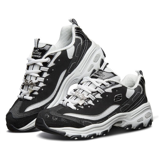 斯凯奇（Skechers）女子D LITES时尚绑带运动鞋 12241-BKW 35