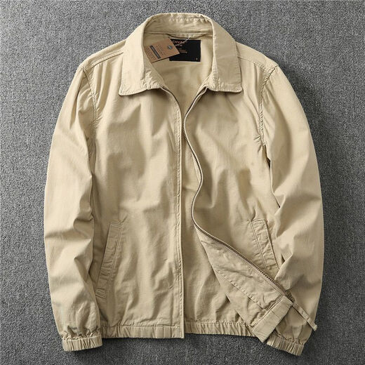 Ranwei Ferre American Casual Jacket Herren Spring- und Herbst-Dünnstil mittleren und jungen Arbeitskleidung vielseitig Einfacher Revers-Top Khaki-13068 L Empfohlen 120/140jin [Jin ist 0,5 kg]