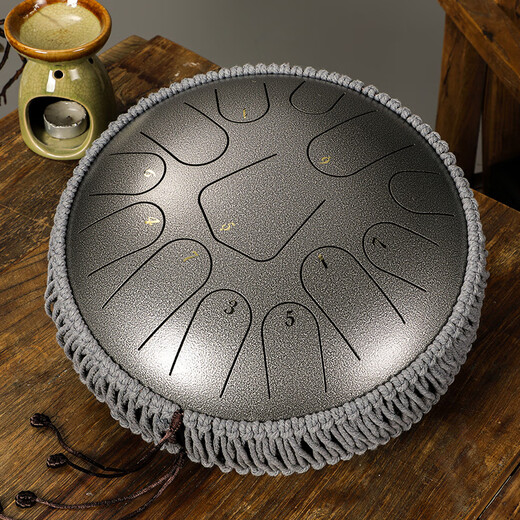 
hluru Luru Ethereal Drum 12 inch 13 tone hollow drum children students beginner adult professional percussion instrument gift [triangle style] 12 inch 13 tone stone green + stand + big gift bag