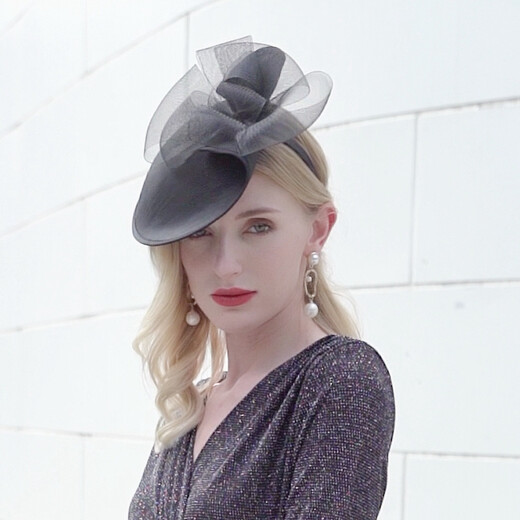 EE Fashion Top Hat Mesh Retro Elegant Headband for Women Black M(56-58cm)
