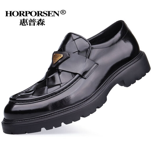 
HORPORSEN/Italian cowhide loafers men's lightweight and comfortable genuine leather men's shoes one foot to sport business casual leather shoes trend black [item number L9910-11-BX1] 40 [Europe size, one size larger]