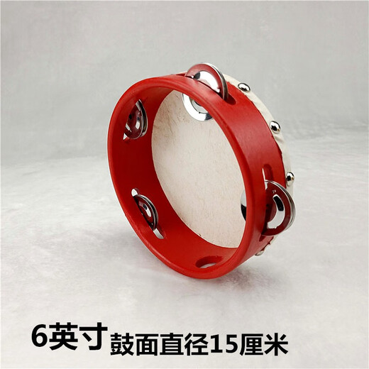 乐林源奥尔夫打击乐器羊皮铃鼓手鼓舞蹈考级小学生小鼓幼儿园乐器手拍鼓 红色6寸羊皮铃鼓