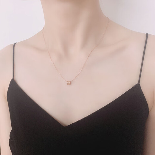 Fat Donglai same style 18k gold small waist necklace 18K gold au750 color gold rose gold pendant clavicle chain set chain single pendant