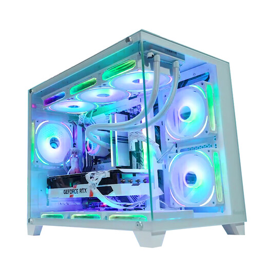 航嘉S960暴风雪全视版海景房电脑机箱台式主机m-atx白色360/240水冷920迷你4070 +棱镜4pro白色风扇*9 单机箱（支持M-ATX主板/360水冷）