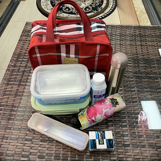 MOQO travel essential toiletry bag large capacity men's and women's plaid handbag mommy bag waterproof Oxford cloth beige plaid (large size)