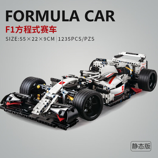 Yuxing Model King Bugattis Stimme der Nacht Fernbedienung Sportwagen Bausteine ​​von erwachsenen Jungen mit hohem Schwierigkeitsgrauen Riesiger Spielzeugrennmodell F1 Formel Rennstatik Version 13117