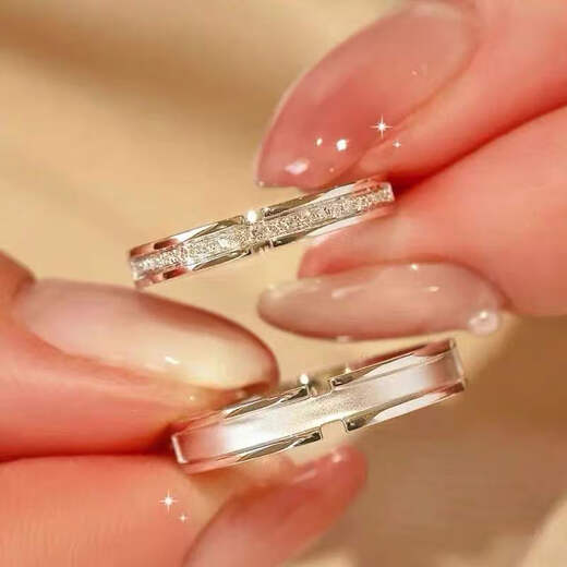 Zhou family's same style Dafu Zhou sterling silver ring s999 pure silver A male and female couple's ring can be engraved as a birthday gift for girlfriend, a pair of short-lived couple's certificate + gift box +