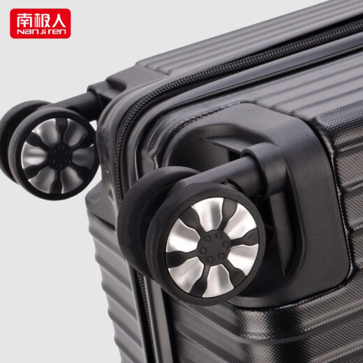 Antarctic suitcase trolley case, small male large capacity password travel universal wheel boarding leather female student right angle zipper style - black 26 inches (can be checked)