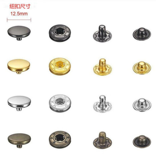 Herramienta de instalación de garras de polvo imperial de cinco llaves Punch Metal Metal de cuatro cierres de hebilla de cuatro cierres Botón Botón Botón Oculto Ropa 4 Colors 10 Sets + Punch Punch Punch 655# (ropa de 10 mm)