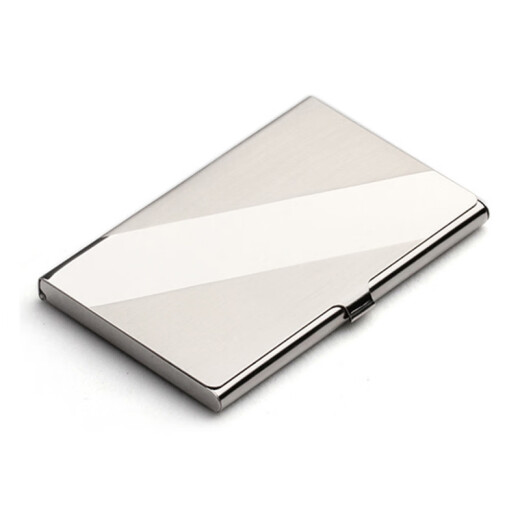 Stainless steel card bag brushed mirror business card holder business portable bank card box portable storage metal anti-demagnetization horizontal flip full wired flip full wired flip full wired