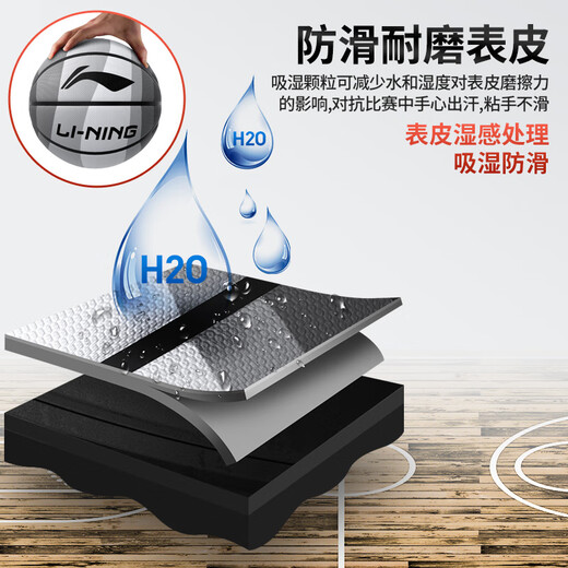 Li Ning (LI-NING) basketball No. 7 adult game indoor and outdoor non-slip and wear-resistant outdoor cement floor youth and children standard No. 7 ball
